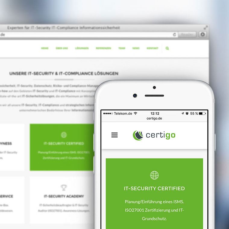 Corporate Design, Printdesign und responsive Webdesign für die certigo GmbH