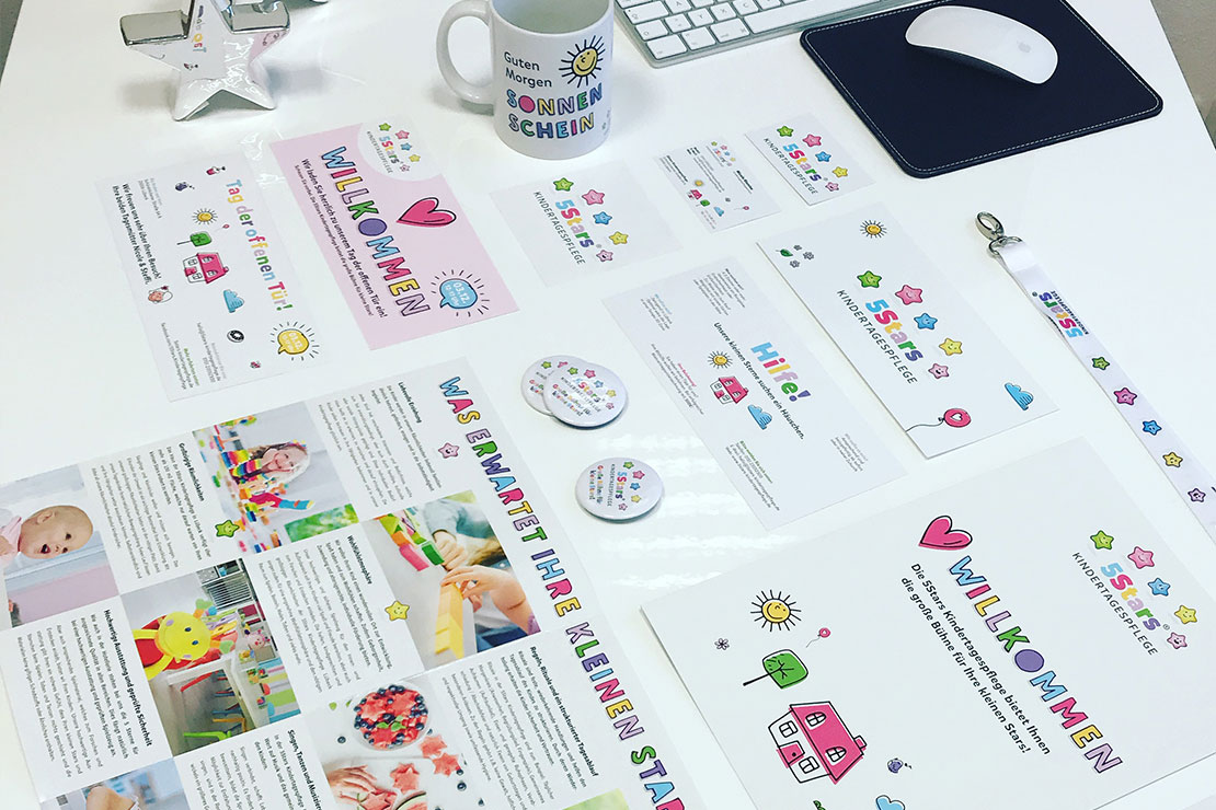 Printdesign und Werbeartikel für 5Stars Kindertagespflege
