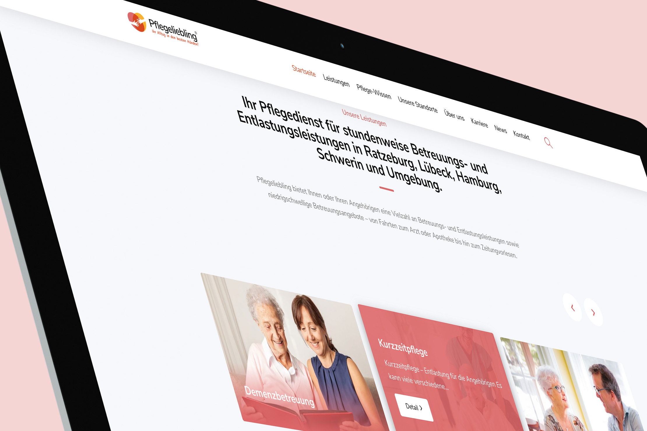 Markenentwicklung und Websiteentwicklung mit Responsive Webdesign für Pflegeliebling