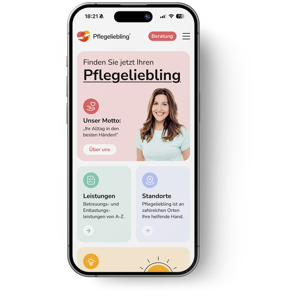 Website-Relaunch, neues Webdesign, neue Website mit dem Contao CMS für Pflegeliebling