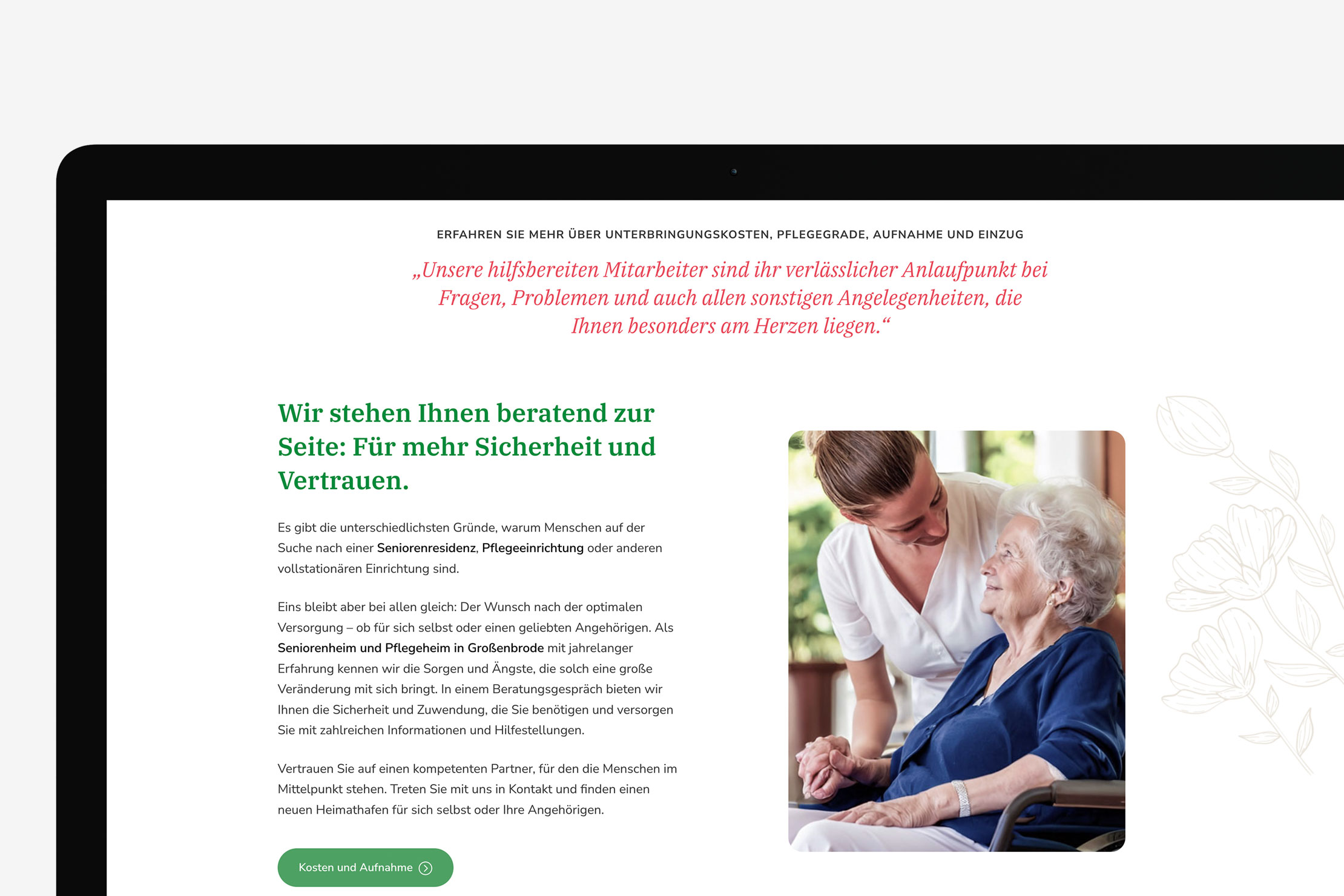 Websiteentwicklung und Responsive Webdesign mit dem Wordpress CMS für das Seniorenpflegezentrum am Sund in Großenbrode